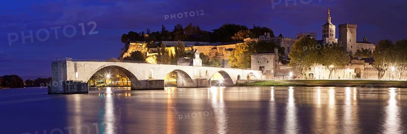 Bridge St. Benezet over the Rhone with Notre Dame des Doms and the Popes' Palace, Avignon