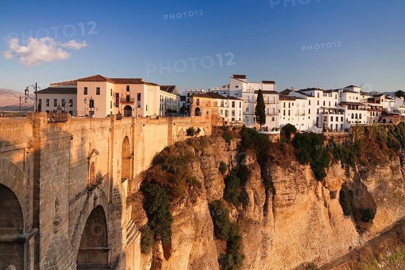 Puente Nuevo Bridge and the historic centre in the evening light