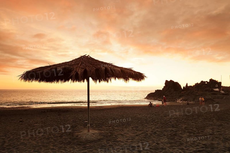 Beach Playa de Charco Verde at sunset