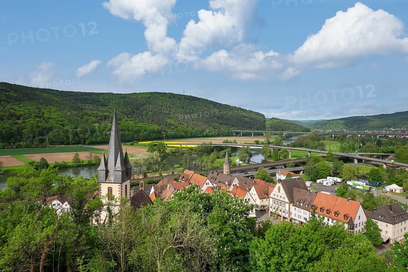 View from Scherenburg Castle ruins above Gemunden am Main