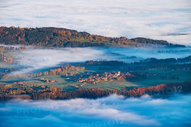 Wackersberg with morning mist