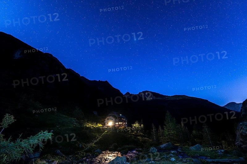 Starry sky above Gollinghutte at night