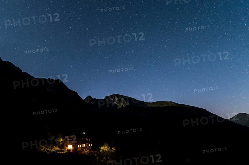 Starry sky above Gollinghutte at night