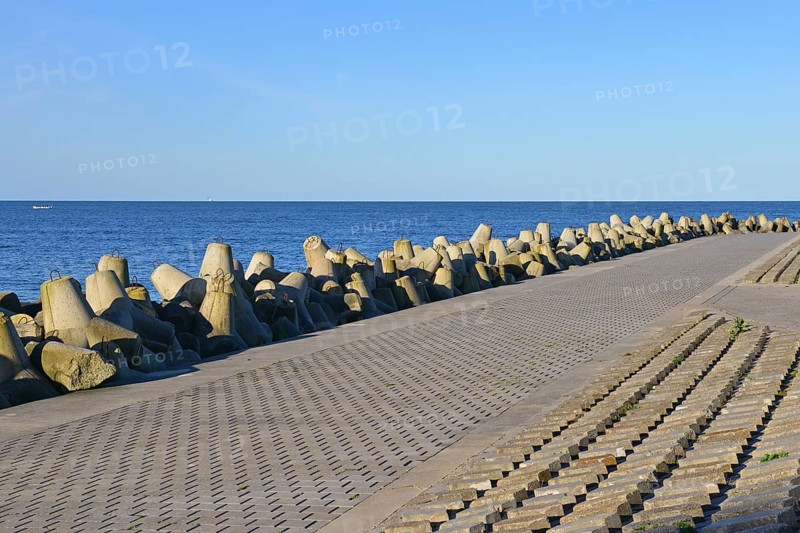 Bank reinforcement with tetrapods and concrete
