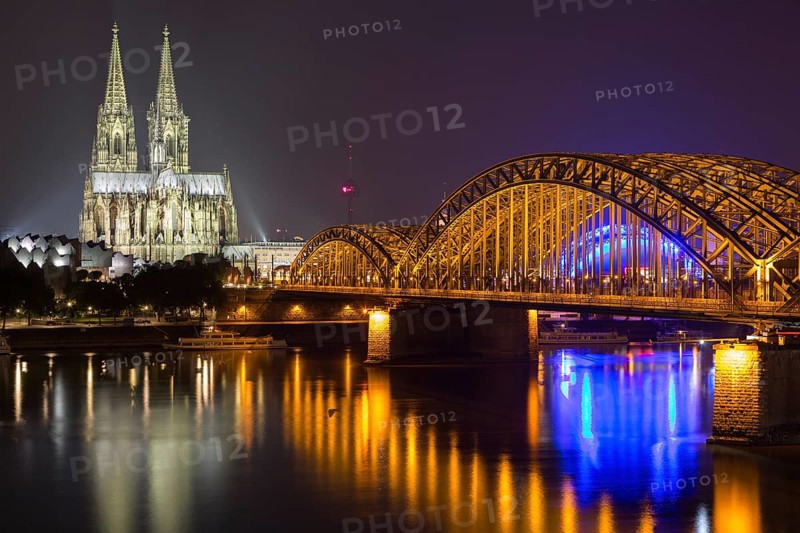 Cologne at night with cathedral