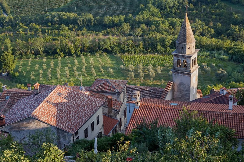 Idyllic village with Venetian church tower