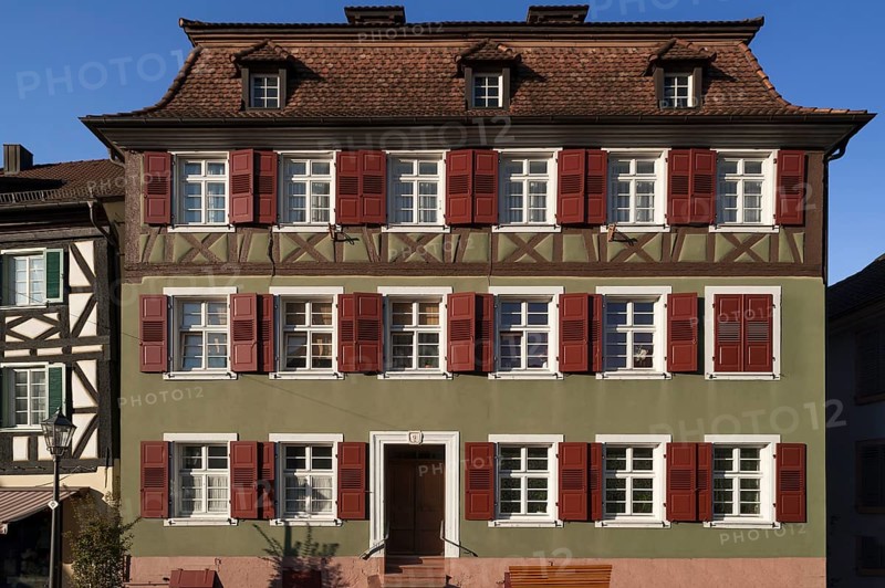 Old residential house with half-timbered upper floor