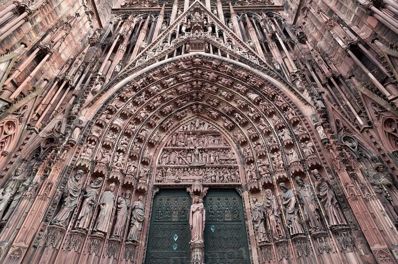 High Gothic main portal of the west facade of the Strasbourg Cathedral