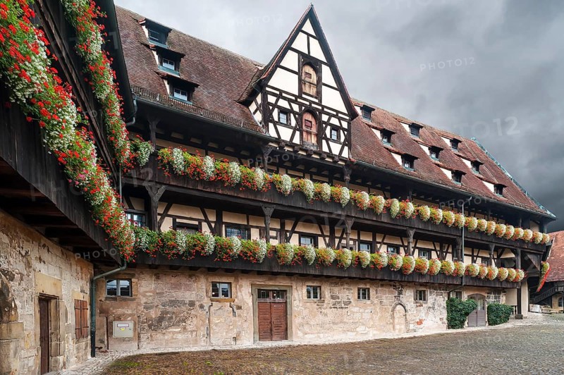 Floral decoration on pergolas at Alte Hofhaltung or Old Court
