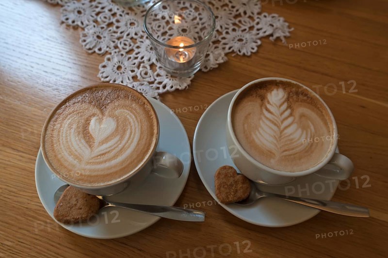Two cappuccino with milk froth