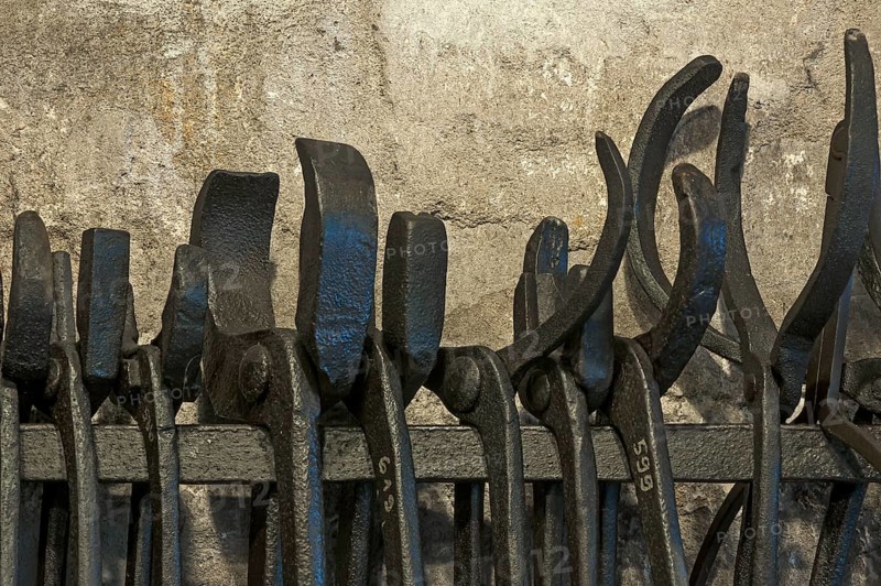 Forge tongs in a forge of the 19th century