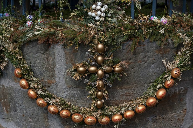 Easter decoration on a Franconian Easter fountain