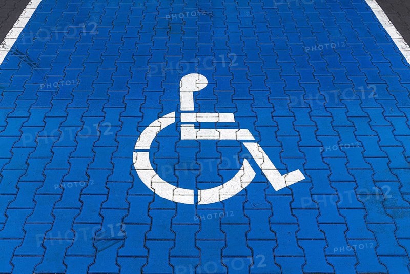 Blue marked parking for disabled