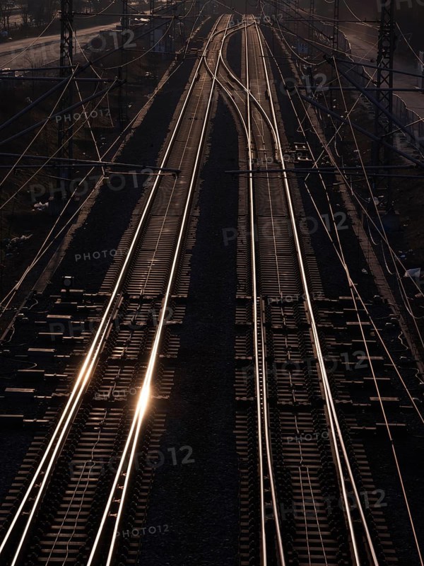 Train tracks in bright sunlight