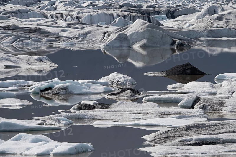 Glacial lake with ice floes