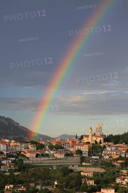 Rainbow over La Turbie with Tropaeum Alpium