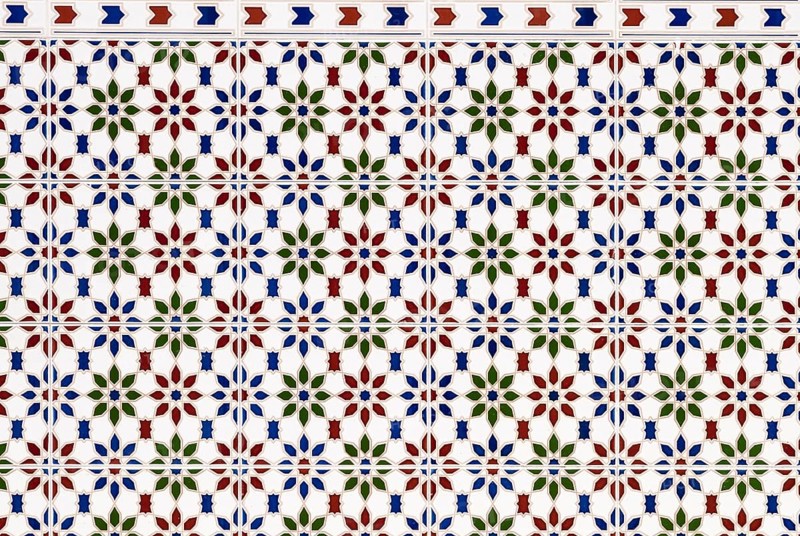 Ornate tiled wall mosaic