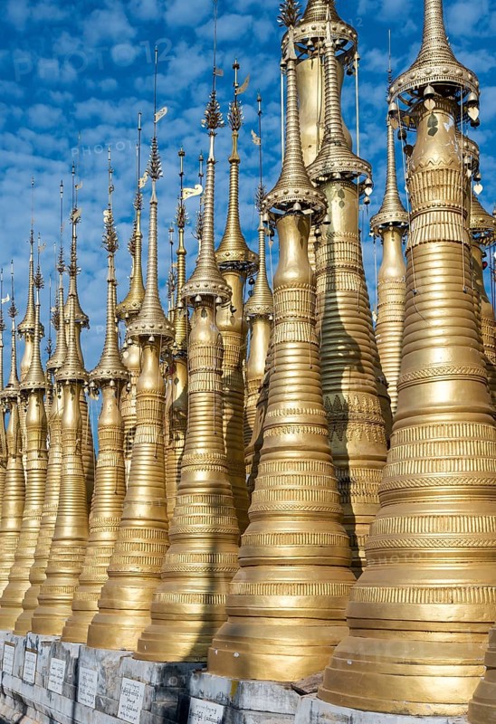 Golden stupas of Shwe Inn Thein Paya