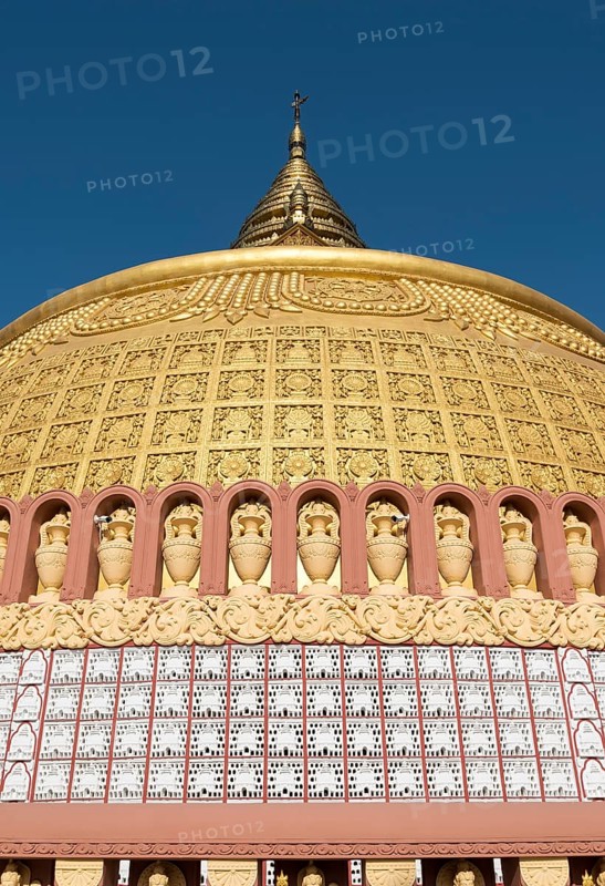 Detail view of golden stupa at Sitagu International Buddhist Academy