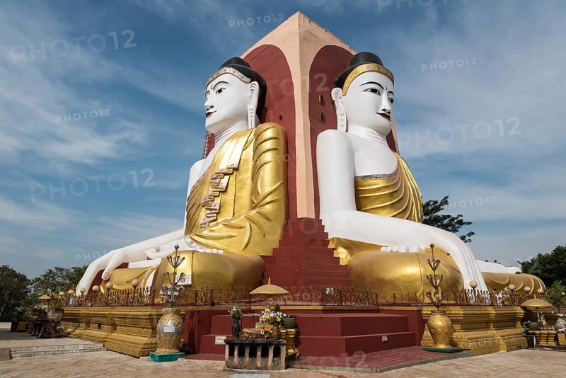Four Seated Buddha Shrine at Kyaikpun Pagoda in Bago