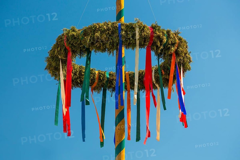 Maypole with colorful ribbons
