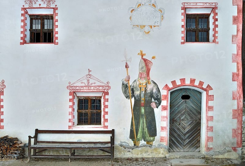 Mural with Saint Nicholas on old farm