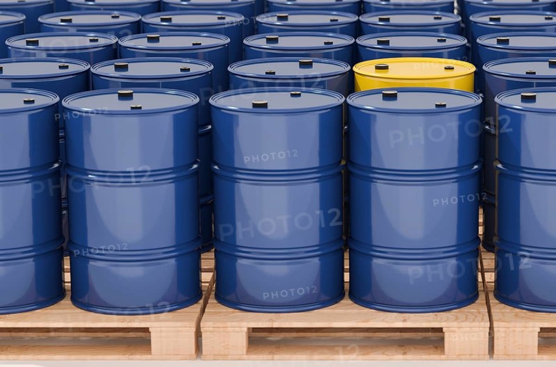 Metal barrels on pallets