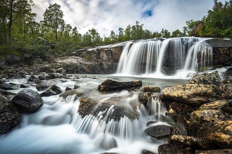 Waterfall in Stora Sjofallet National Park