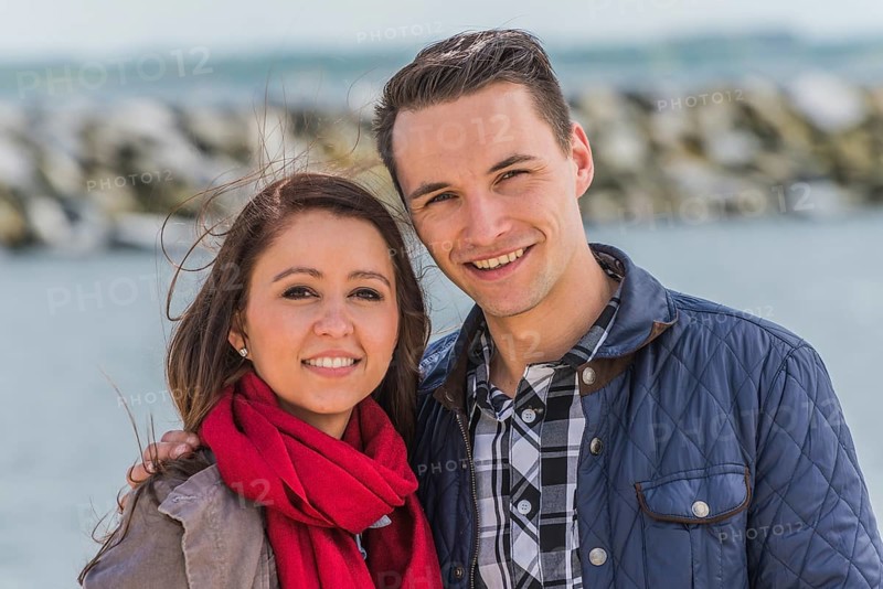 Young couple at the marina
