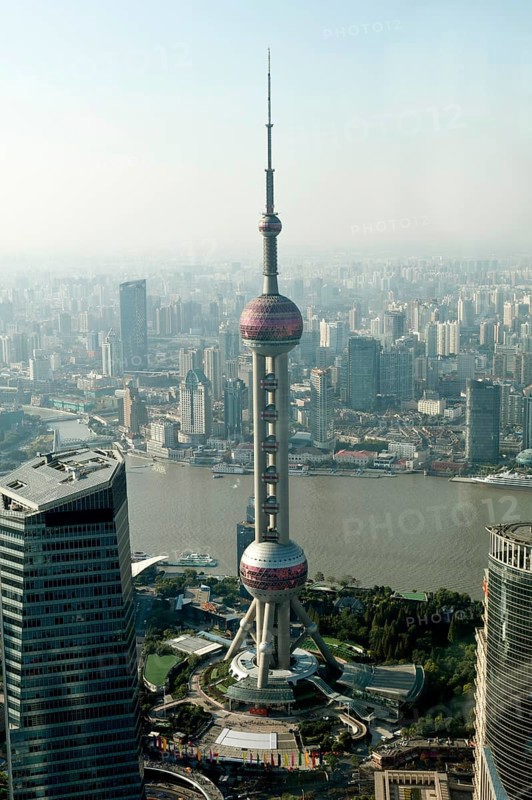 View from Jin Mao Tower to the Oriental Pearl TV Tower