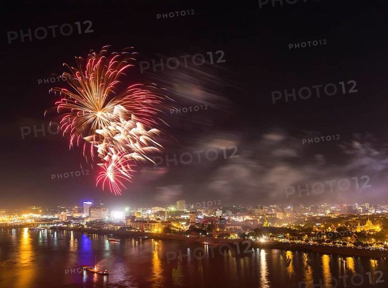 Fireworks over Tonle Sap and Mekong