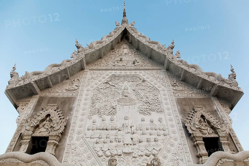 Relief at the bot of the Wat Huay Pla Kang temple