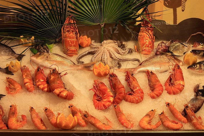 Various seafood on display