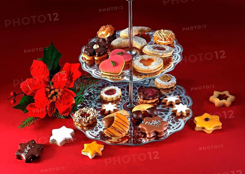 Christmas cookies on an etagere