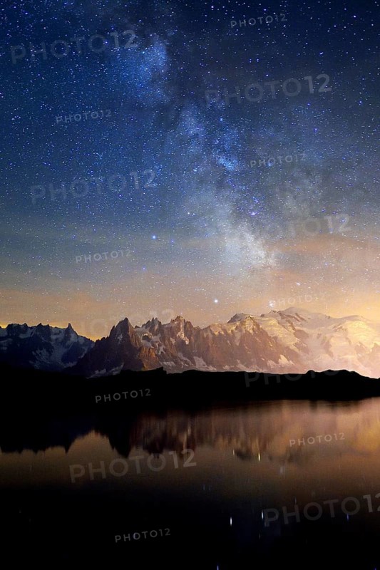 Mont Blanc massif at night with the Milky Way