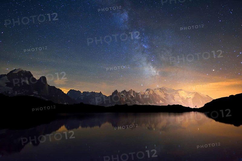 Mont Blanc massif at night with the Milky Way