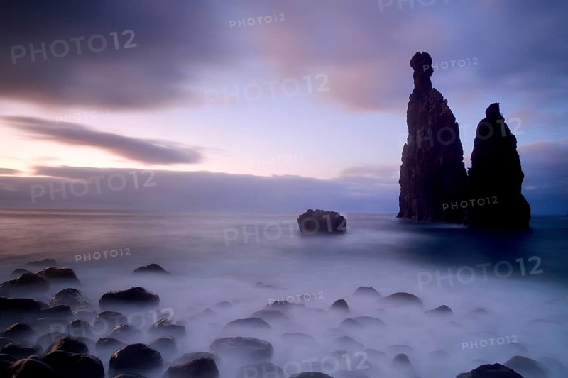 Volcanic rock formation Ilheus da Rib by the cliffs of Ribeira da Janela