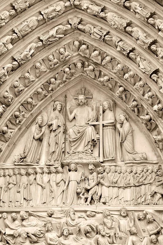 Stone sculptures on main entrance