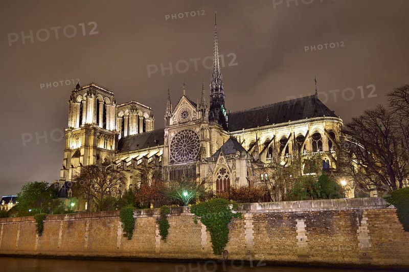 Gothic cathedral Notre Dame de Paris with the Seine river