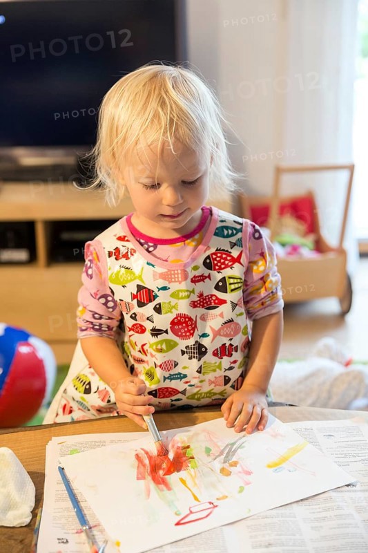 Toddler painting with watercolours