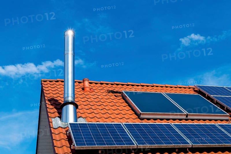 House roof with solar panels