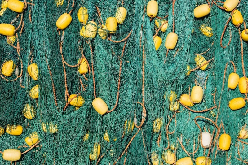 Fishing nets in the harbour of the seaside town of Asilah
