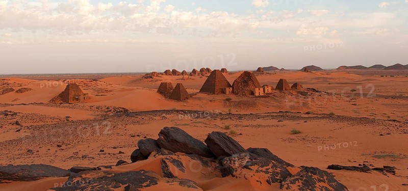 Pyramids of Meroe at sunrise