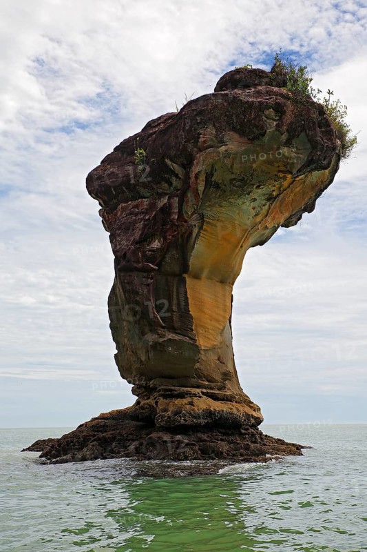 Sandstone rocks in the South China Sea off the coast of Bako National Park