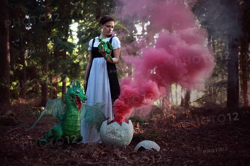 Woman with dragon baby