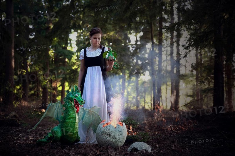 Woman with dragon baby