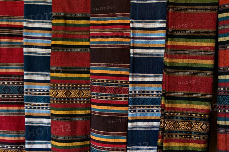 Traditional Thai shawls hanging