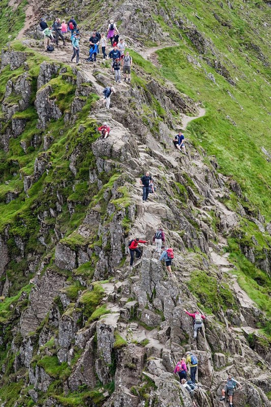 People walking on Striding Edge