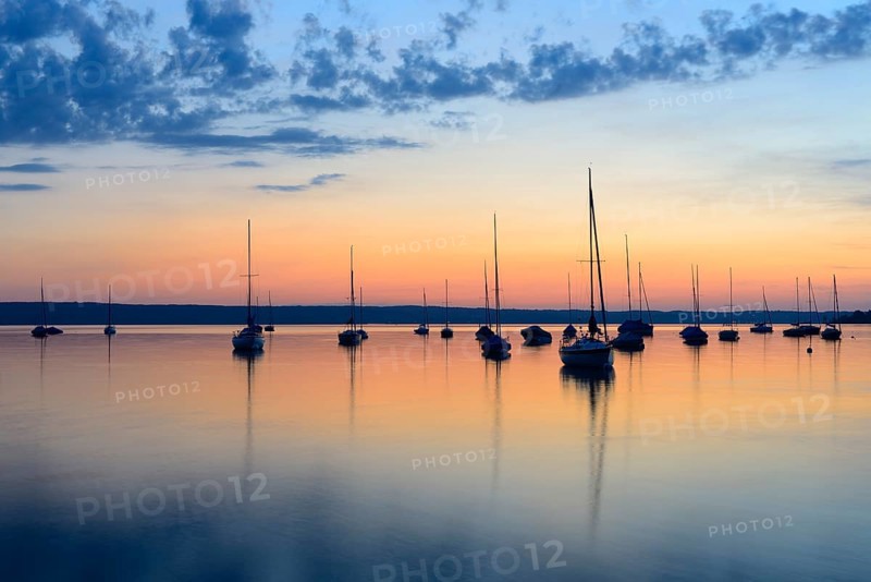 Sailboats at sunset