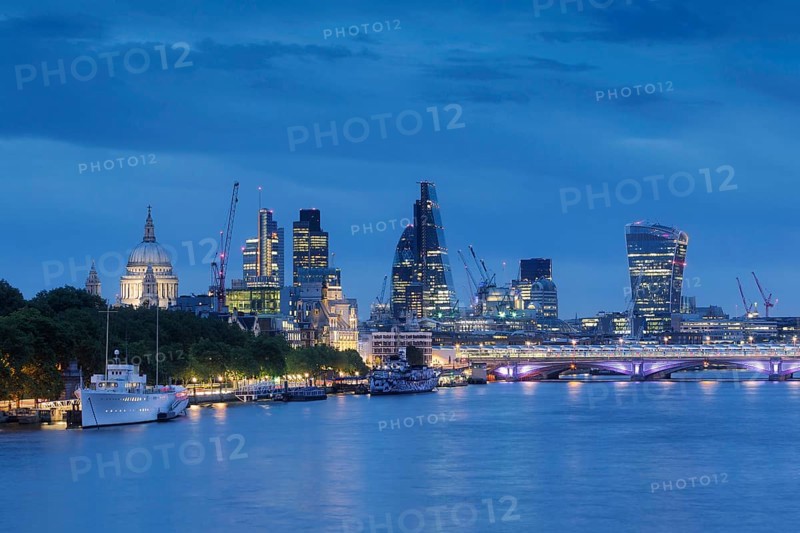 London skyline and river Thames at dusk